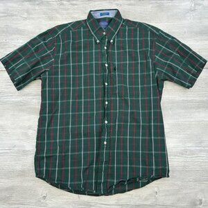 Pendleton Shirt Mens Medium Green Red White Plaid Checkered Plaid Dress Work
